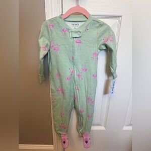 Carter's Green with Flamingo Print Footie